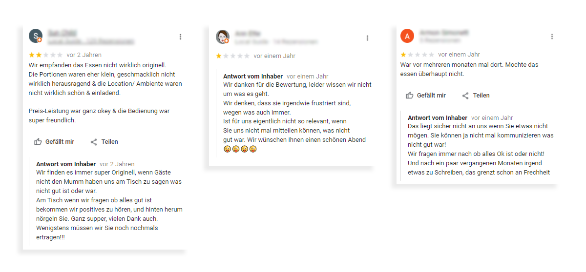 220316_NegativeBewertungen Online Marketing Tutorial für Restaurants: Schlechtes Beispiel für Schlechte Bewertungen